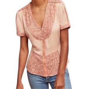 Tiny Anthropologie Dusty Pink Lace Top